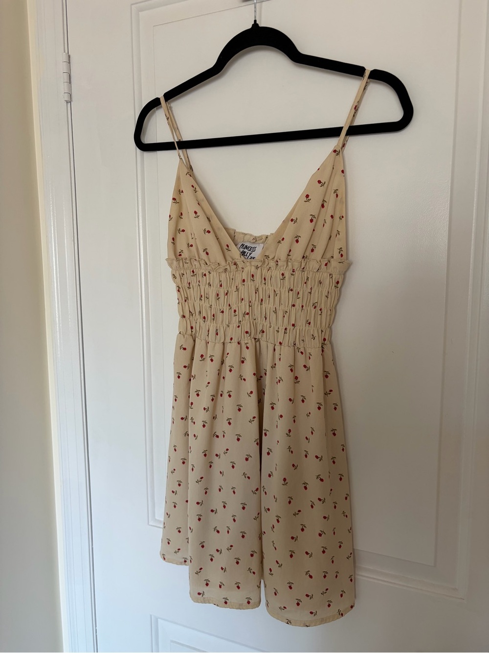 Princess Polly Cream Mini Dress with Red Floral Print